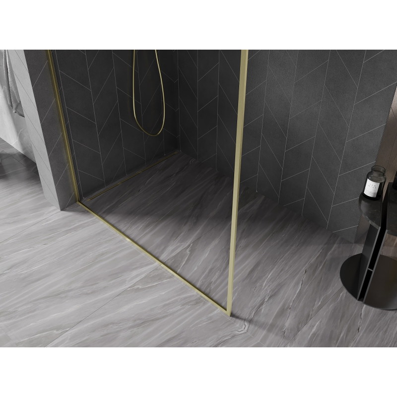 Mexen Kioto-F L sprchová stena Walk-in s rámom 105 x 202 cm, transparentná 8 mm, zlatá brúsená - 800-105-174-55-00