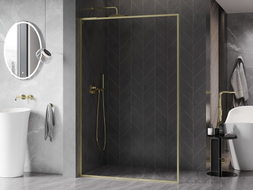 Mexen Kioto-F L sprchová stena Walk-in s rámom 105 x 202 cm, transparentná 8 mm, zlatá brúsená - 800-105-174-55-00