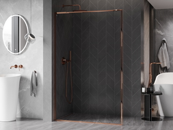 Mexen Kioto-F L sprchová stena Walk-in s rámom 95 x 202 cm, priehľadné 8 mm, ružové zlato - 800-095-174-60-00