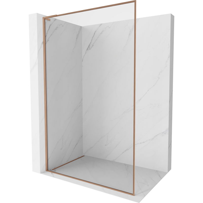 Mexen Kioto-F L Sprchová stena Walk-in s rámom 55 x 202 cm, transparentná 8 mm, brúsená meď - 800-055-174-65-00