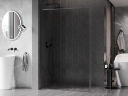 Mexen Kioto-F L sprchová stena Walk-in s rámom 100 x 202 cm, transparentná 8 mm, brúsená tmavosivá - 800-100-174-66-00