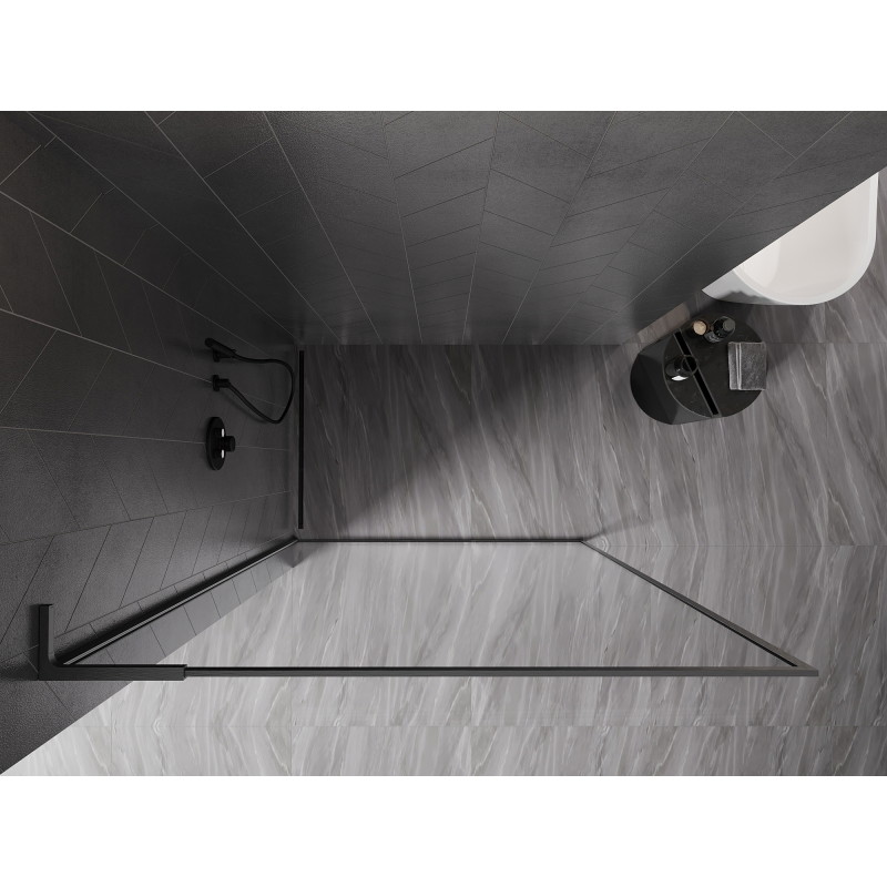 Mexen Kioto-F L sprchová stena Walk-in s rámom 100 x 202 cm, transparentná 8 mm, brúsená tmavosivá - 800-100-174-66-00