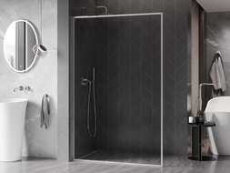 Mexen Kioto-F L sprchová stena Walk-in s rámom 100 x 202 cm, transparentná 8 mm, brúsený nikel - 800-100-174-97-00