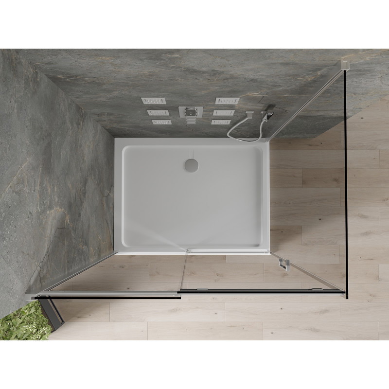 Mexen Omega posuvná sprchová kabína 130 x 90 cm, grafit, chróm + sprchová vanička Flat, biela - 825-130-090-01-40-4010