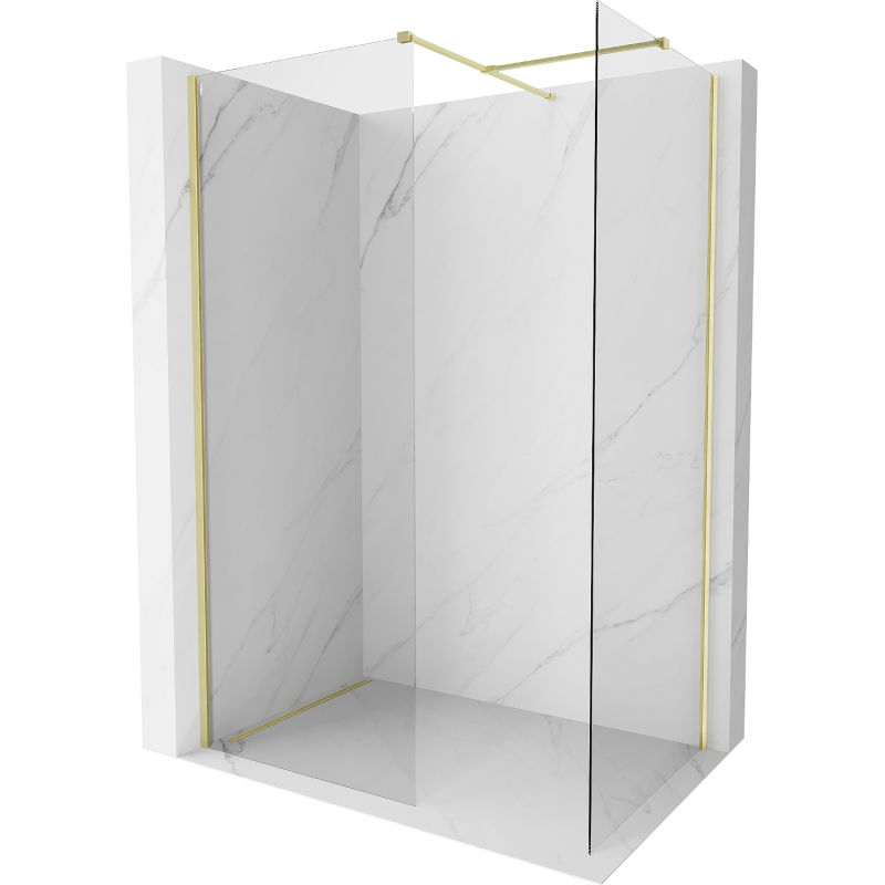 Mexen Kioto-X sprchová stena Walk-in 100 x 100 cm, priehľadná 10 mm, zlatá kefovaná - 800-100-202-55-00-100-X