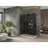 Mexen Omega posuvná sprchová kabína 140 x 80 cm, grafitová, chróm + vanička Flat, biela - 825-140-080-01-40-4010