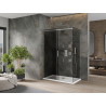 Mexen Omega posuvná sprchová kabína 140 x 80 cm, grafitová, chróm + vanička Flat, biela - 825-140-080-01-40-4010