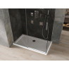 Mexen Omega posuvná sprchová kabína 140 x 80 cm, grafitová, chróm + vanička Flat, biela - 825-140-080-01-40-4010