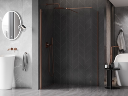 Mexen Kioto-X sprchová stena Walk-in 140 x 120 cm, priehľadná 10 mm, brúsená meď - 800-140-202-65-00-120-X