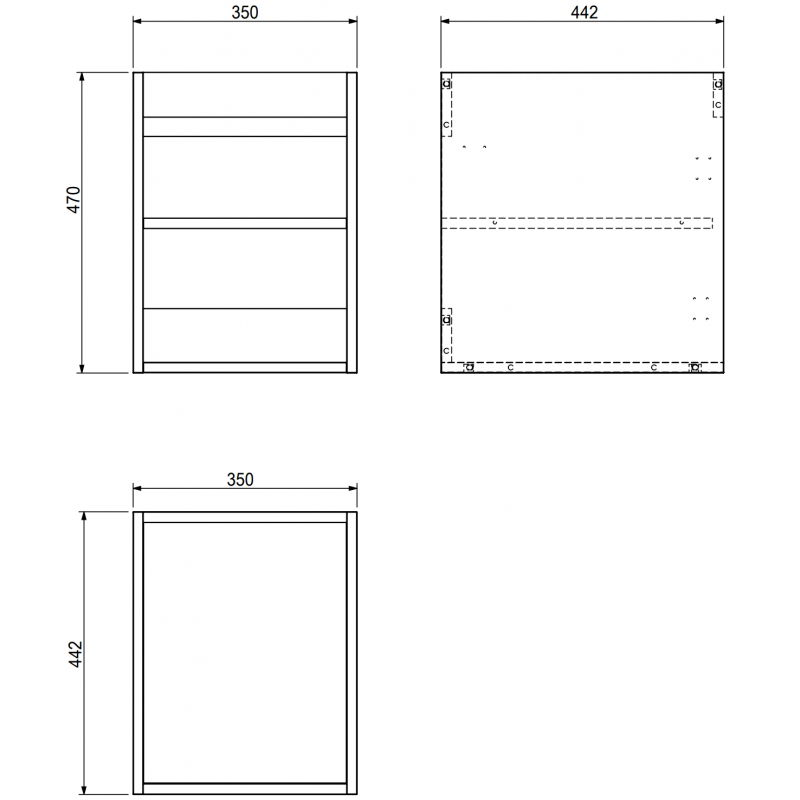 Mexen Box-A korpus skrinky pod umývadlo 35 cm, biely mat - 91AX1-0350-470-1-01