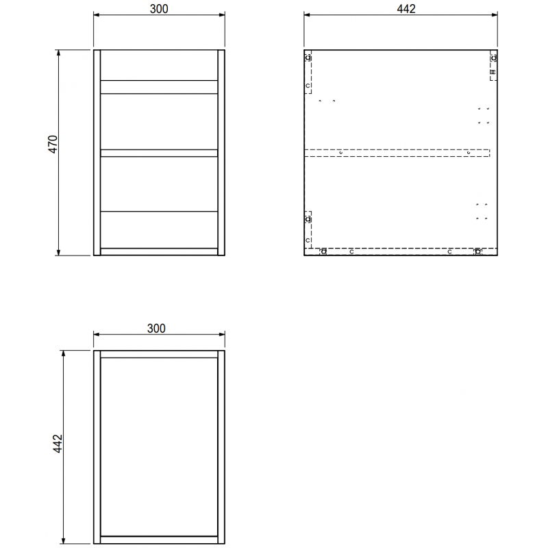 Mexen Box-A korpus skrinky pod umývadlo 30 cm, sivý mat - 91AX1-0300-470-1-62