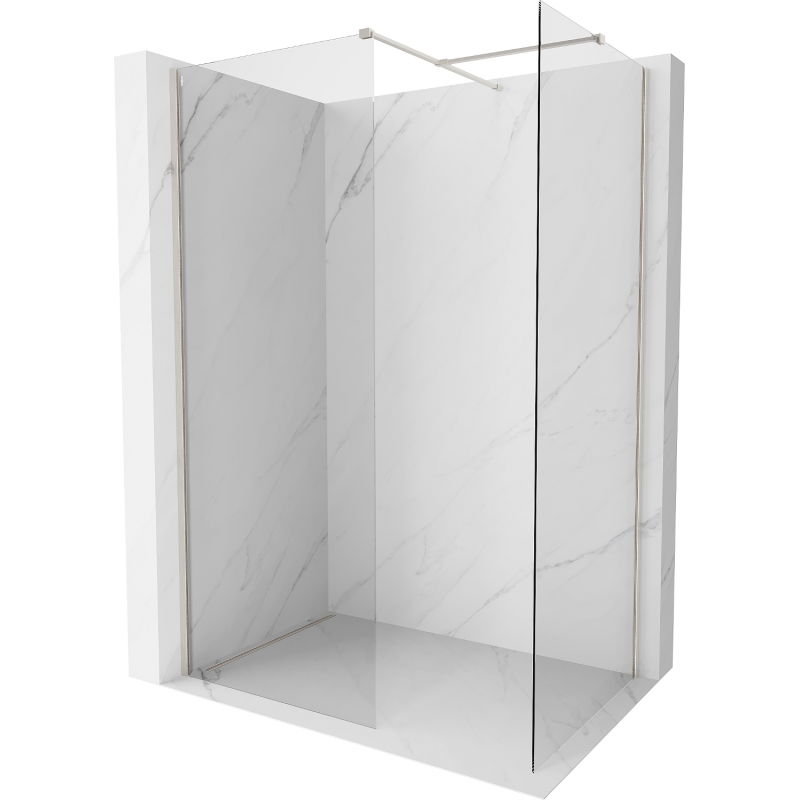 Mexen Kioto-X sprchová stena Walk-in 90 x 80 cm, priehľadná 10 mm, brúsený nikel - 800-090-202-97-00-080-X