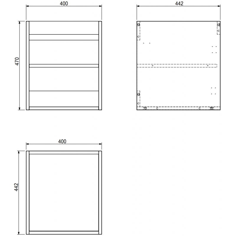 Mexen Box-A korpus skrinky pod umývadlo 40 cm, čierny mat - 91AX1-0400-470-1-71