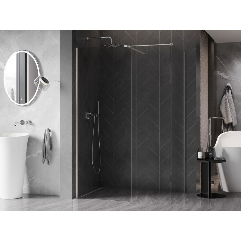Mexen Kioto-X sprchová stena Walk-in 130 x 100 cm, priehľadná 10 mm, brúsený nikel - 800-130-202-97-00-100-X