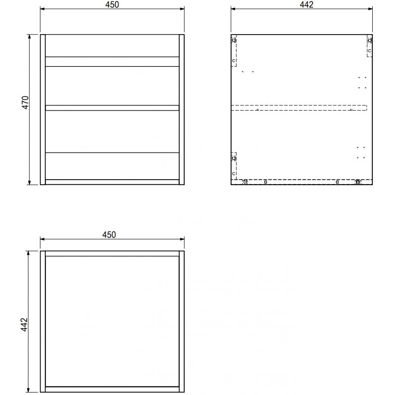 Mexen Box-A korpus skrinky pod umývadlo 45 cm, čierny mat - 91AX1-0450-470-1-71