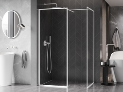 Mexen Kioto-XF sprchová stena Walk-in s rámom 70 x 70 cm, transparentná 10 mm, biela - 800-070-202-04-20-070-XF