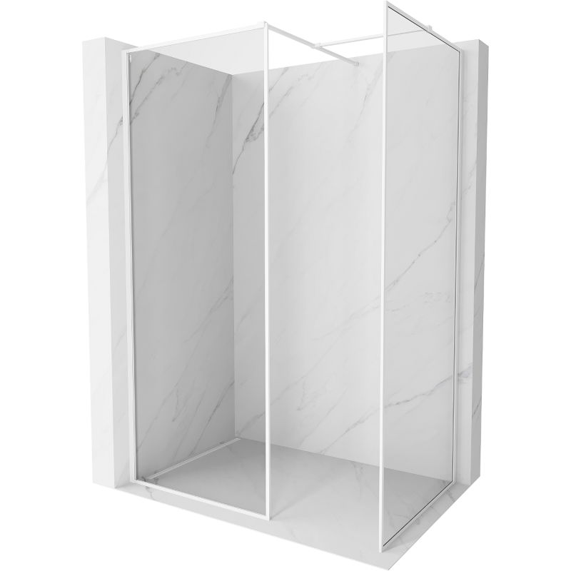 Mexen Kioto-XF sprchová stena Walk-in s rámom 150 x 80 cm, transparentná 10 mm, biela - 800-150-202-04-20-080-XF