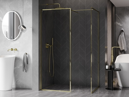 Mexen Kioto-XF sprchová stena Walk-in s rámom 140 x 70 cm, transparentná 10 mm, zlatá - 800-140-202-04-50-070-XF