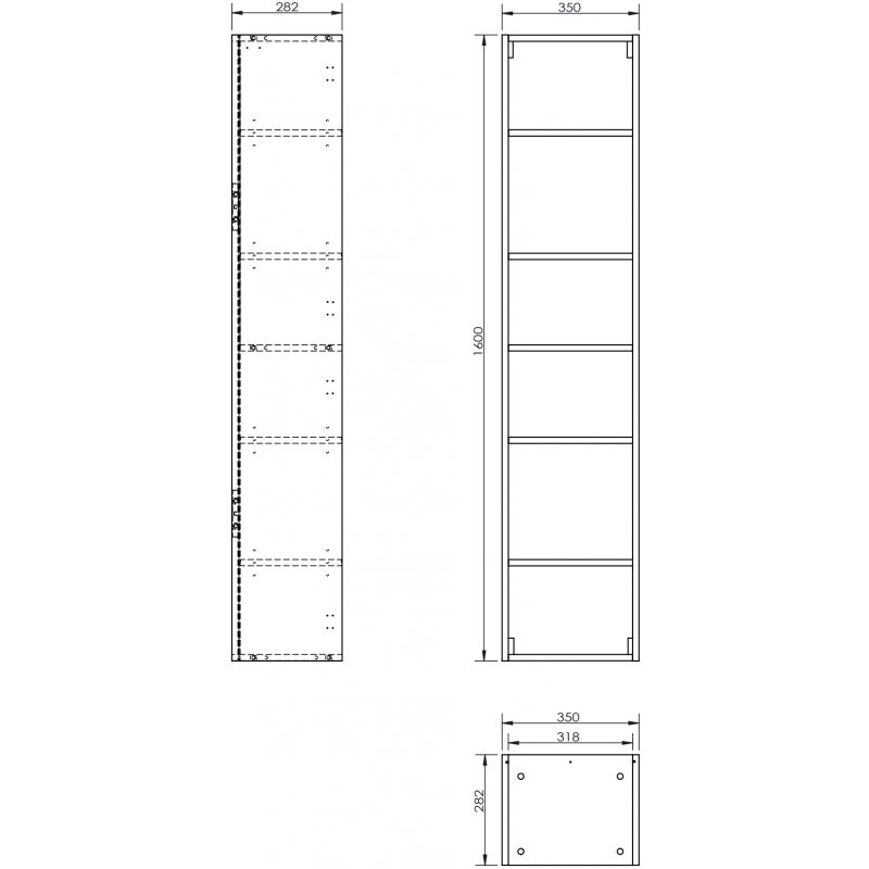 Mexen Box-A korpus kúpeľňovej skrinky 35 cm, grafit mat - 91AX1-1600-300-1-66