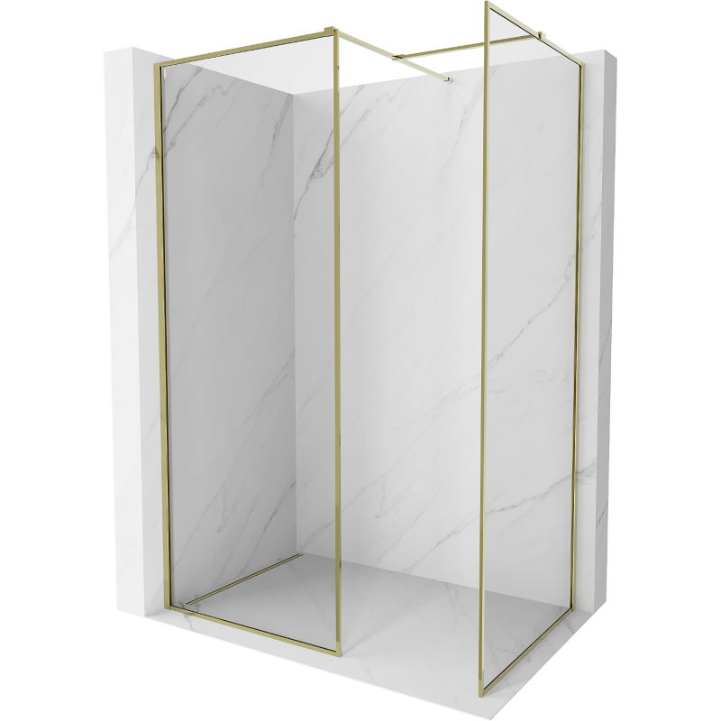 Mexen Kioto-XF sprchová stena Walk-in s rámom 130 x 120 cm, transparentná 10 mm, zlatá - 800-130-202-04-50-120-XF