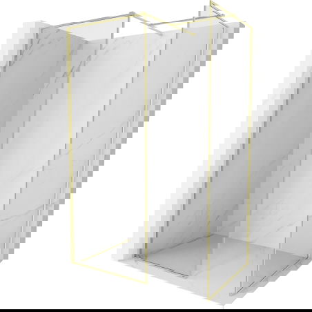 Mexen Kioto-XF sprchová priečka Walk-in s rámom 160x120 cm, transparentná 10 mm, zlatá kartáčovaná - 800-160-202-04-55-120-XF