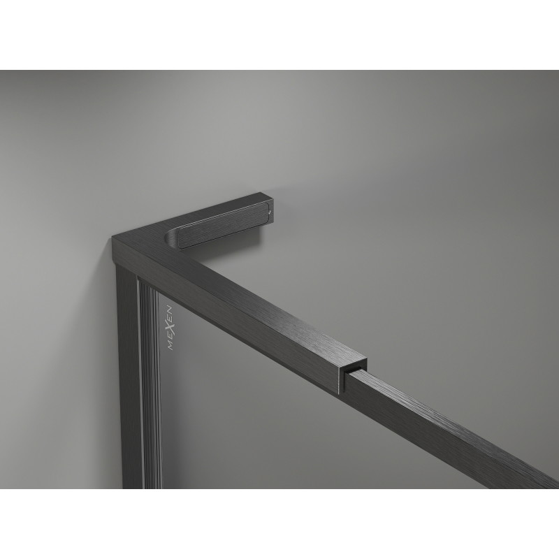 Mexen Kioto-F L sprchová stena Walk-in s rámom 100 x 202 cm, transparentná 8 mm, brúsená tmavosivá - 800-100-174-66-00