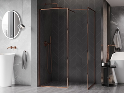 Mexen Kioto-XF sprchová stena Walk-in s rámom 140 x 120 cm, transparent 10 mm, ružové zlato - 800-140-202-04-60-120-XF