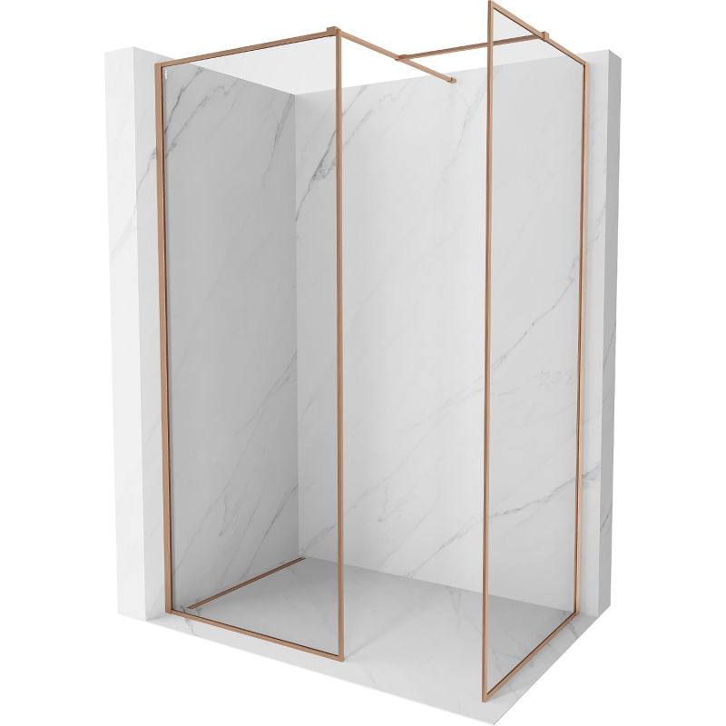 Mexen Kioto-XF sprchová zástena Walk-in s rámom 160x110 cm, transparentná 10 mm, brúsená meď - 800-160-202-04-65-110-XF