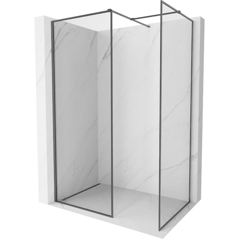 Mexen Kioto-XF Sprchová stena Walk-in s rámom 160x110 cm transparentná 10 mm zbraňová sivá brúsená - 800-160-202-04-66-110-XF