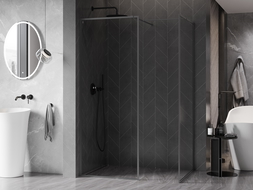 Mexen Kioto-XF Walk-in sprchová stena s rámom 150 x 70 cm, priehľadná 10 mm, tmavý kov - 800-150-202-04-95-070-XF