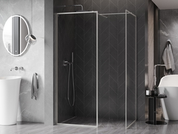 Mexen Kioto-XF sprchová stena Walk-in s rámom 140x110 cm, transparentná 10 mm, brúsený nikel - 800-140-202-04-97-110-XF