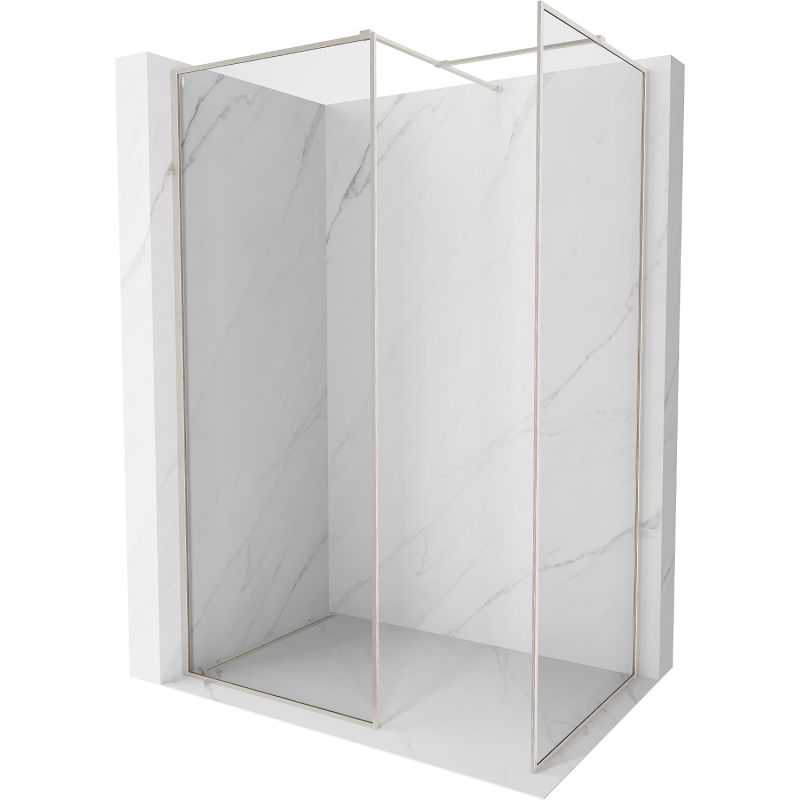 Mexen Kioto-XF sprchová stena Walk-in s rámom 120x120 cm, transparentná 10 mm, brúsený nikel - 800-120-202-04-97-120-XF