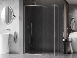 Mexen Kioto-XF sprchová stena Walk-in s rámom 150x120 cm, transparentná 10 mm, brúsený nikel - 800-150-202-04-97-120-XF