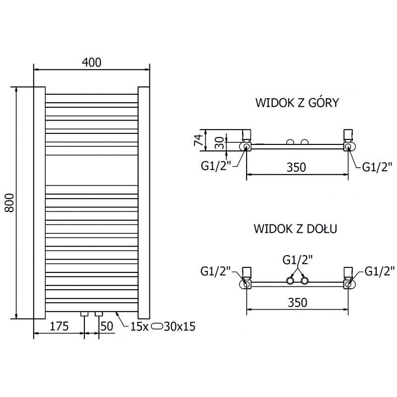 Mexen Hades kúpeľňový radiátor 800 x 400 mm, 253 W, zlatý - W104-0800-400-00-50