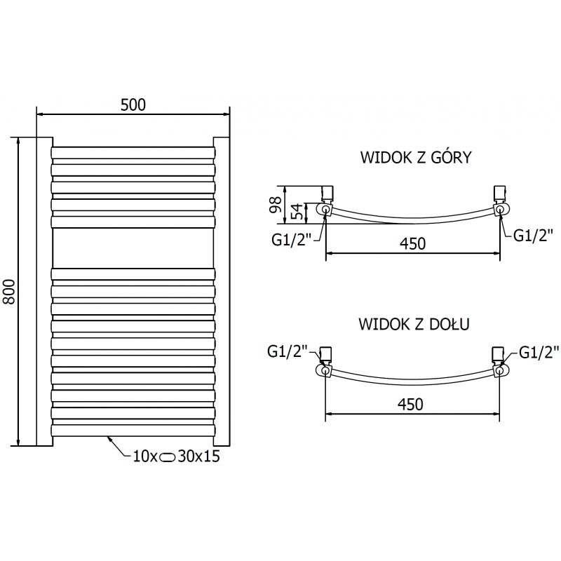 Mexen Helios elektrický radiátor 800 x 500 mm, 300 W, zlatý - W103-0800-500-2300-50