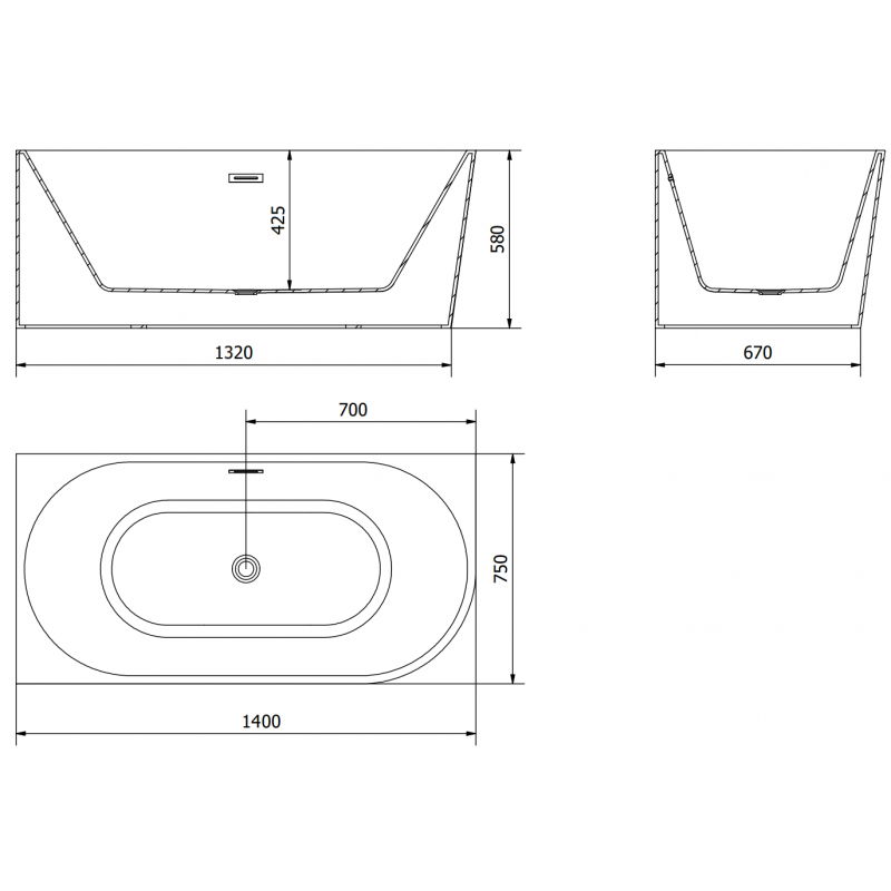 Mexen Mia voľne stojaca rohová vaňa ľavá 140 x 75 cm, biela/čierna, preliv brúsená meď - 52691407575L-65