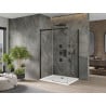 Mexen Omega sprchová kabína posuvná 140 x 90 cm, transparentná, čierna + vanička Flat, biela - 825-140-090-70-00-4010B