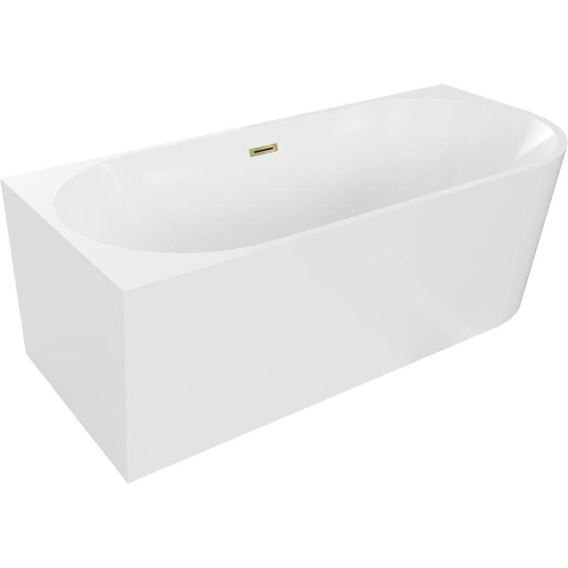Mexen Mia voľne stojaca rohová ľavá vaňa 160 x 80 cm, biela, prepad zlatý - 52691608000L-50