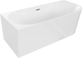 Mexen Mia voľne stojaca rohová ľavá vaňa 160 x 80 cm, biela, prepad zlatý - 52691608000L-50