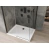 Mexen Omega sprchový kút posuvný 140 x 100 cm, transparentný, čierny + vanička Flat, biela - 825-140-100-70-00-4010B