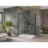 Mexen Omega sprchový kút posuvný 140 x 100 cm, transparentný, čierny + vanička Flat, biela - 825-140-100-70-00-4010B
