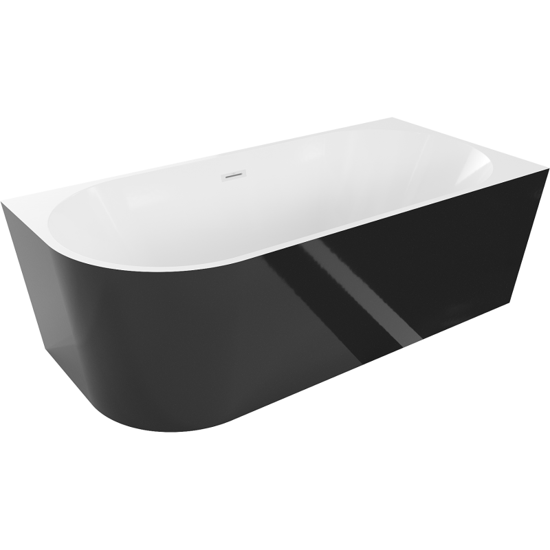 Mexen Mia voľne stojaca rohová pravá vaňa 160 x 80 cm, biela/čierna, biely prepad - 52691608075P-20