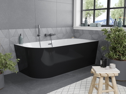 Mexen Mia voľne stojaca rohová pravá 160 x 80 cm, biela/čierna, prepad gun metal - 52691608075P-95