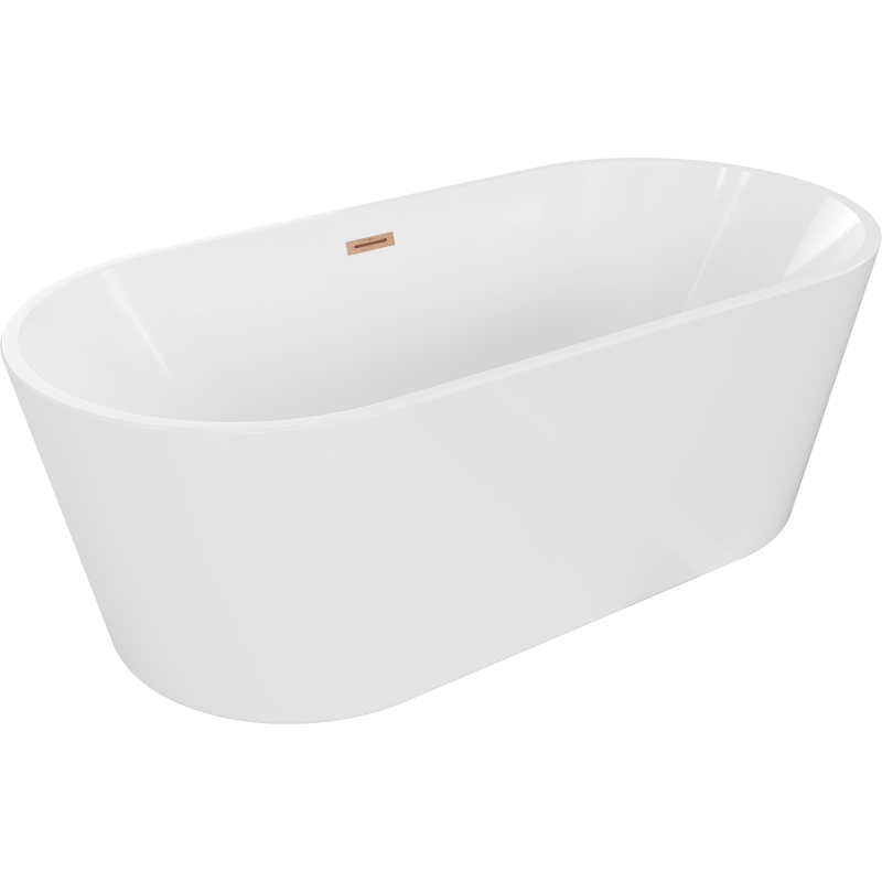 Mexen Luna voľne stojaca vaňa 140 x 75 cm, biela, prepad z brúseného medi - 52031407500-65