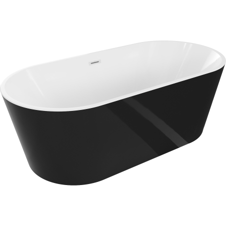 Mexen Luna voľne stojaca vaňa 140 x 75 cm, biela/čierna, biely prepad - 52031407575-20