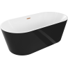Mexen Luna voľne stojaca vaňa 140 x 75 cm, biela/čierna, prepad medený kartáčovaný - 52031407575-65