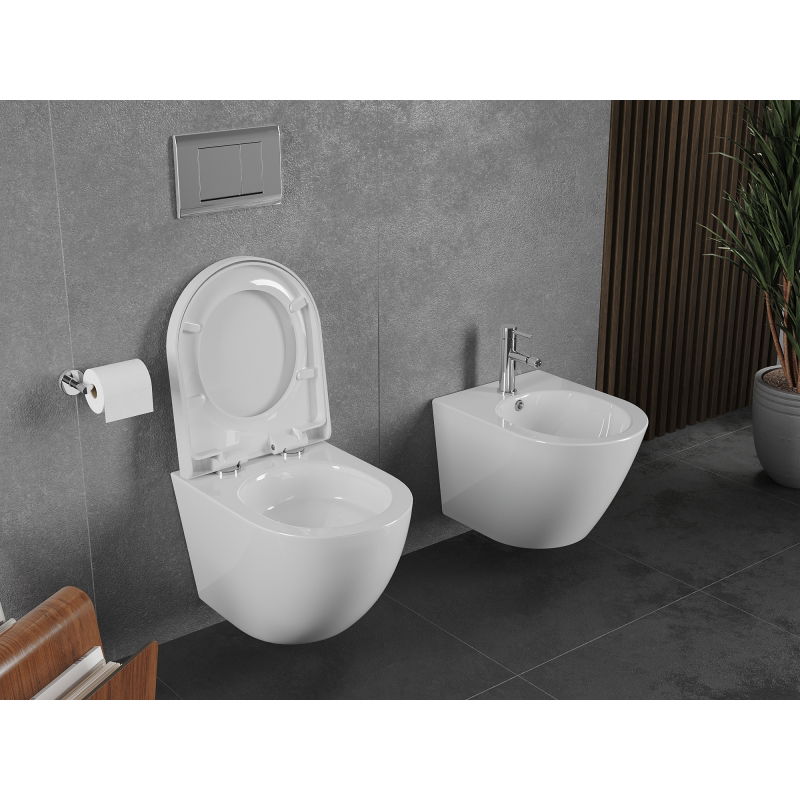 Mexen Lena WC misa Rimless Tornado s pomaly zatvárajúcou sa tvrdou doskou, duroplast, biely lesk - 30220200T