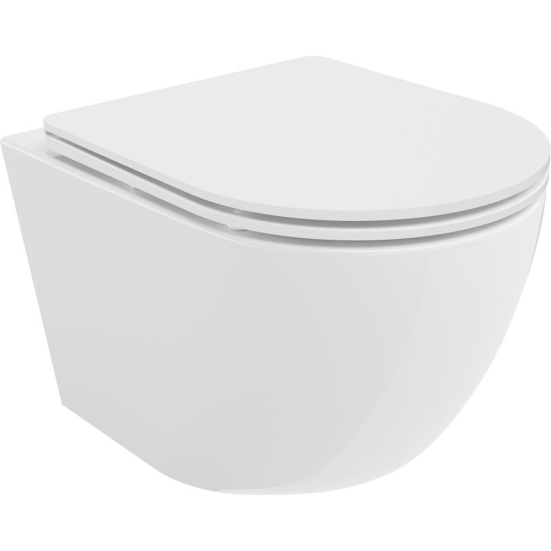Mexen Lena WC misa Rimless Tornado so sedadlom s pomalým uzatváraním slim, duroplast, biely lesk - 30220300T