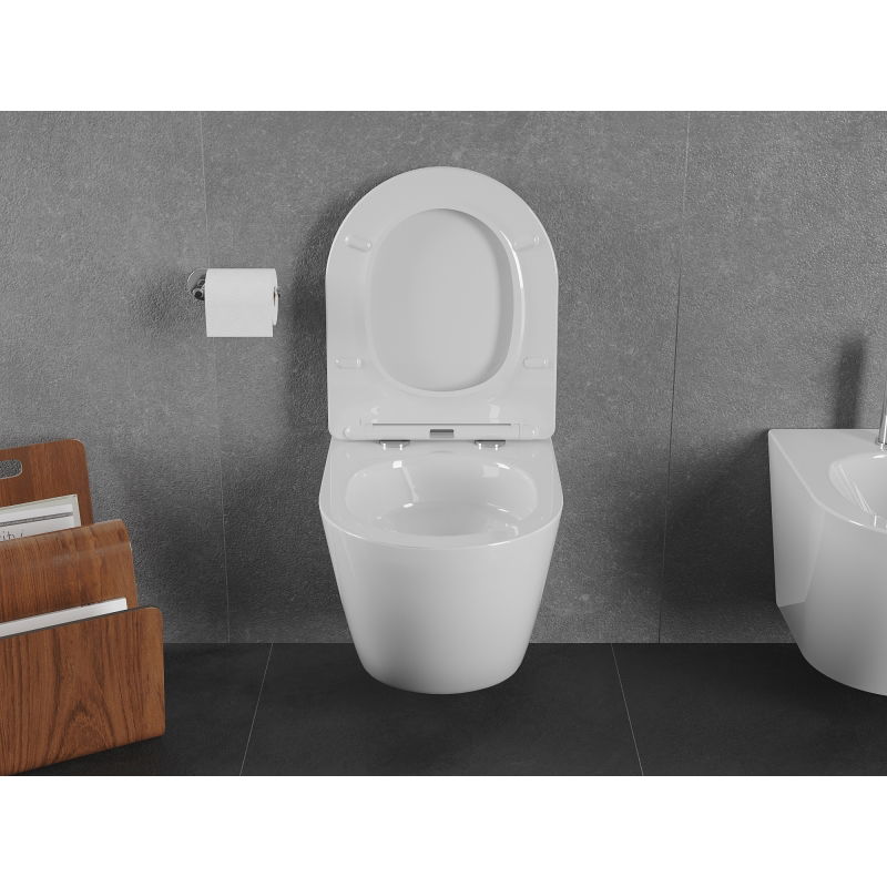 Mexen Lena WC misa Rimless Tornado so sedadlom s pomalým zatváraním slim, duroplast, biela lesk - 30220400T