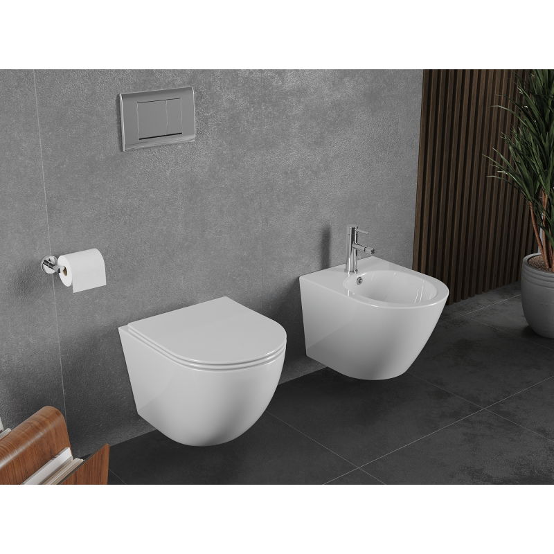 Mexen Lena WC misa Rimless Tornado so sedadlom s pomalým zatváraním slim, duroplast, biela lesk - 30220400T